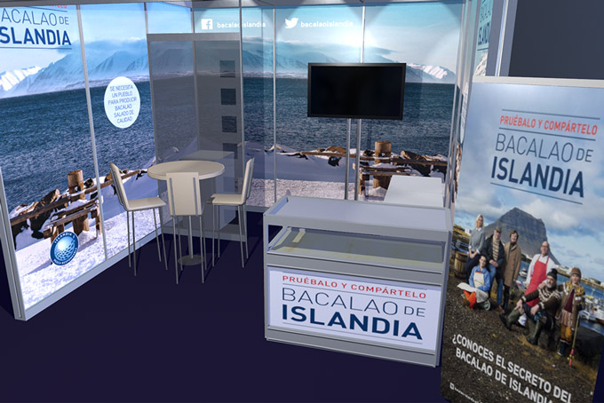 portfolio eventos producción de eventos bacalao islandia stand modular 3d detalle