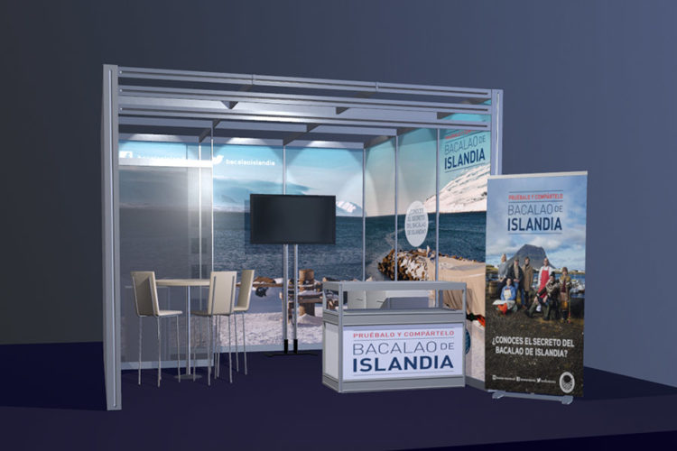portfolio eventos producción de eventos bacalao islandia stand modular 3d frente