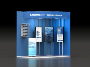 sandoz stand congreso semergen 2020 3d frontal 300x225 - Diseño de stands en Vicálvaro
