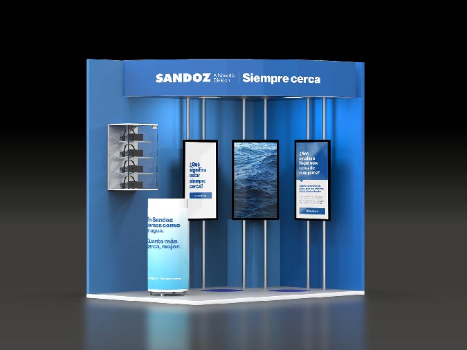 sandoz stand congreso semergen 2020 3d frontal - Diseño y producción de stands para empresas: Danone Food Service